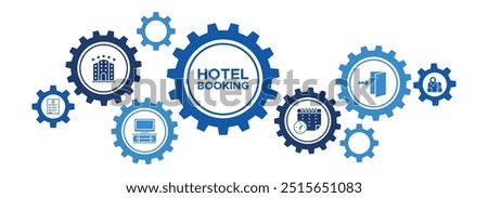 Hotel Booking and Travel Planning Banner with Price Range, City Area, and Amenities Selection Icons