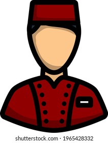 Hotel Boy Icon. Editable Bold Outline With Color Fill Design. Vector Illustration.
