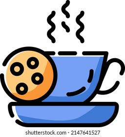 Hotel breakfast, illustration, vector on a white background.