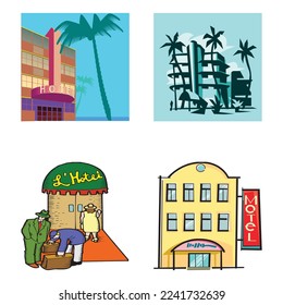 edificio hotelero con vector de fondo pro