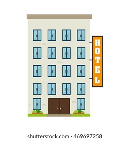 hotel building business property bethdrooms architecture window door vector  illustration isolated