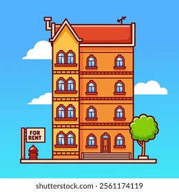 Hotel Building Cartoon Vector Icon Illustration. Business 
Building Icon Concept Isolated Premium Vector. Flat Cartoon 
Style 