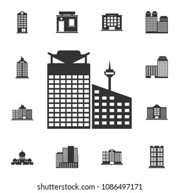 Hotel building and casino icon. Simple element illustration. Hotel building and casino symbol design  from Buildings collection set. Can be used for web and mobile on white background
