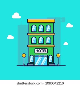 Hotel building in the city vector