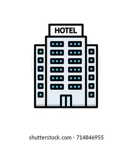Hotel building concept Isolated Line Vector Illustration editable Icon
