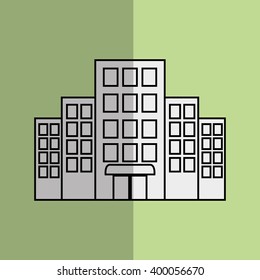 hotel building design, vector illustration