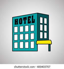 hotel building design, vector illustration