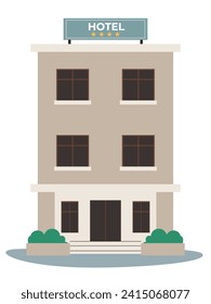 Hotel building facade, exterior, architecture. 4 star apartment