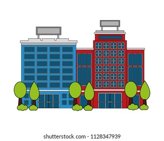 hotel building facade with trees