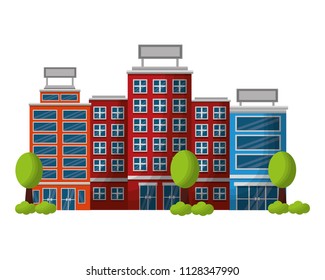 hotel building facade with trees