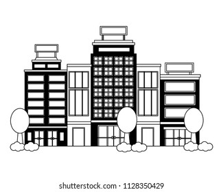 hotel building facade with trees