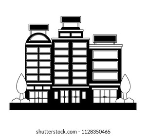 hotel building facade with trees