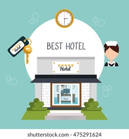 hotel building five stars icon vector illustration design