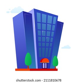 Hotel building - flat design style object on white background