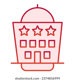 Hotel building flat icon. Architecture red icons in trendy flat style. Hotel house with three stars gradient style design, designed for web and app. Eps 10