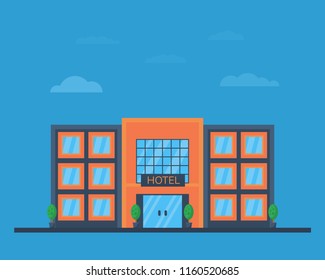 Hotel building  in flat style. Vector illustration