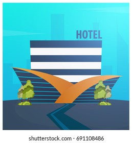 Hotel building. Guest house. Travel and trip