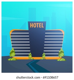 Hotel building. Guest house. Travel and trip