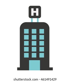 hotel building h icon vector isolated graphic