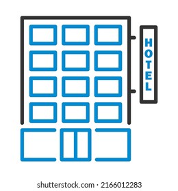 Hotel Building Icon. Editable Bold Outline With Color Fill Design. Vector Illustration.