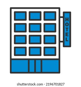 Hotel Building Icon. Editable Bold Outline With Color Fill Design. Vector Illustration.