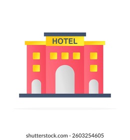 hotel building icon, flat colored vector. modern and minimalist design