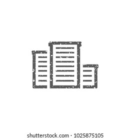 Hotel building icon in grunge texture. Vintage style vector illustration.