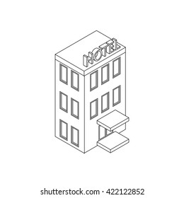 Hotel building icon, isometric 3d style 