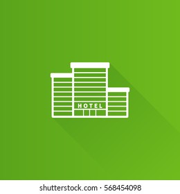 Hotel building icon in Metro user interface color style. Accommodations sleep travel