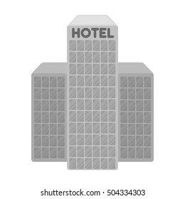 Hotel building icon in monochrome style isolated on white background. Arab Emirates symbol stock vector illustration.