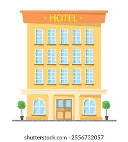 Hotel building icon on white background. Leisure and tourism concept. Banner for World Tourism Day.