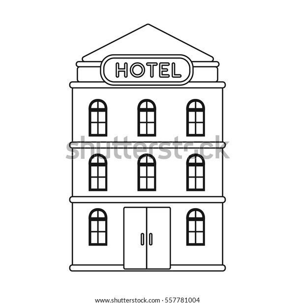 Hotel Building Icon Outline Style Isolated Stock Vector (Royalty Free ...