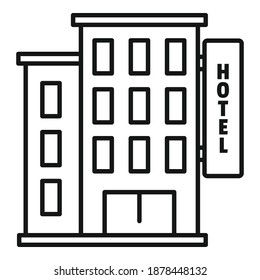 Hotel Building Icon. Outline Hotel Building Vector Icon For Web Design Isolated On White Background