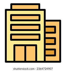 Hotel building icon outline vector. Food morning. Coffee breakfast color flat
