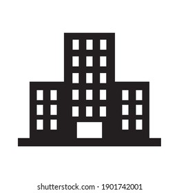 hotel building icon over white background, silhouette style, vector illustration