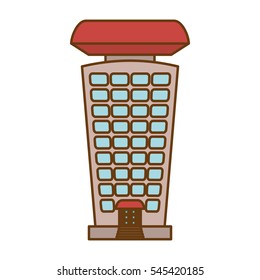 hotel building icon over white background. colorful design. vector illustration