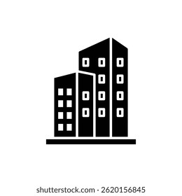 Hotel Building Icon with Rooftop Pool