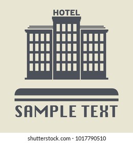 Hotel building icon or sign, vector illustration