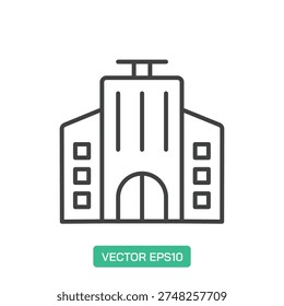 Hotel Building icon. Thin line icon vector