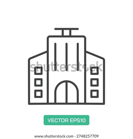 Hotel Building icon. Thin line icon vector