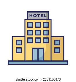 plantilla de diseño vectorial de icono de construcción de hotel en fondo blanco
