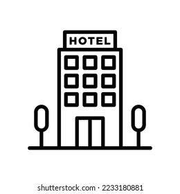 Hotelgebäudesymbol, Vektordesign-Vorlage auf weißem Hintergrund