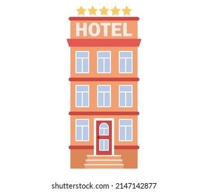 Hotel building icon. Vector flat illustration