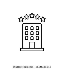 hotel building icon, vector line isolated on white background. trendy and modern design