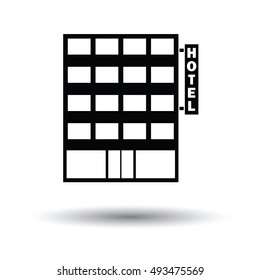 Hotel building icon. White background with shadow design. Vector illustration.