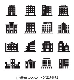 Hotel Building icons set 