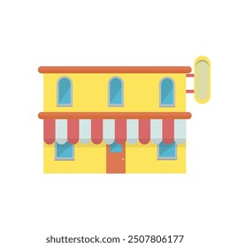 Hotel building, isolated vector illustration in flat style, icon for tourism, booking, hospitality. Vector illustration