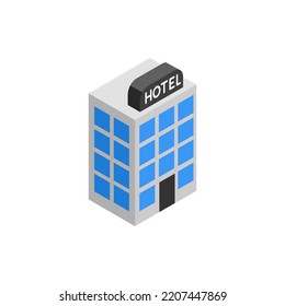 hotel building isometric icon. vector illustration