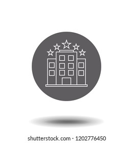 Hotel building line icon. Black on white isolated symbol. Logo template. Outline concept for websites.
