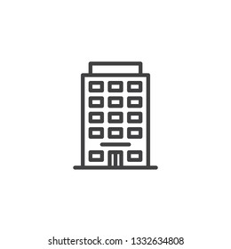 Hotel building line icon. linear style sign for mobile concept and web design. Office architecture outline vector icon. Travel symbol, logo illustration. Pixel perfect vector graphics